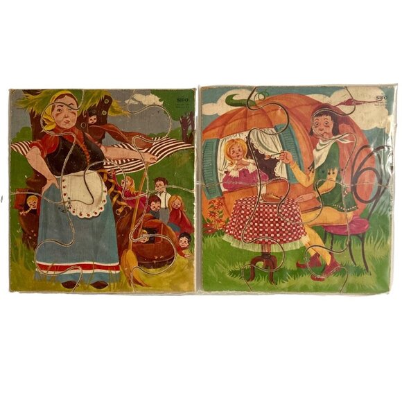 Lot 2 Vintage 1965 SIFO Tray Puzzles Nursery Rhyme - Picture 1 of 5